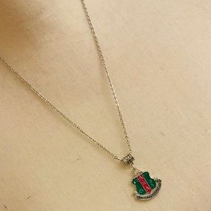 Alpha Kappa Alpha Sorority Charm Silver Necklace